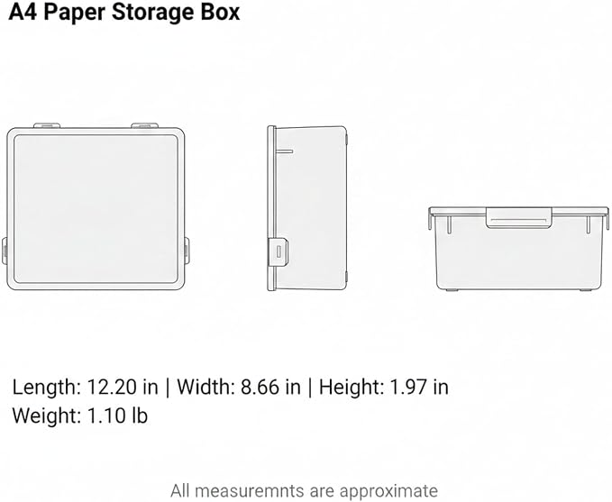 Clear A4 Document Storage Box with Lid, Stackable PP File Organizer for Office Desk & Shelf