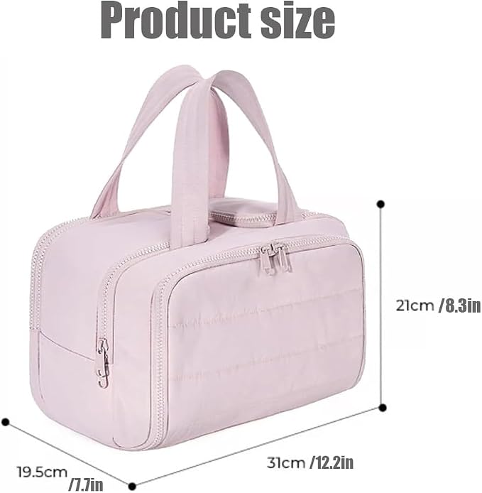 Toiletry Bag,Lightweight Travel Bag for Man and Women, Puffy Cosmetic Makeup Bag Organizer with Handle for Accessories,Essentials, Toiletries, Travel Small Bag (57bai)
