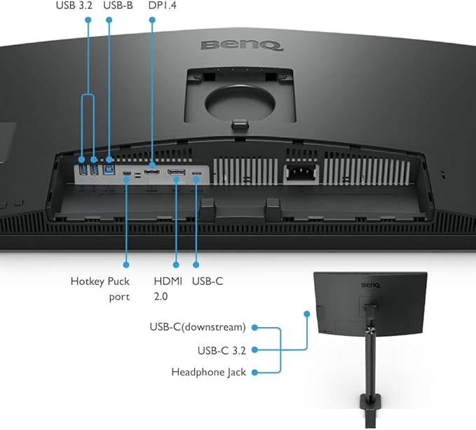 BenQ PD2706UA Ergo Arm Mac-Ready 27" 4K UHD, 95% P3, 99% Rec.709 & sRGB, IPS, Built-in Ergo Arm, ICCSync, Uniformity, Delta E??, Factory-Calibrated, AQCOLOR, Pantone, USB-Hub, USB-C (90W)