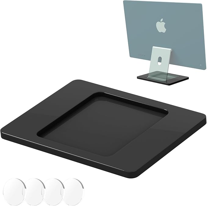 Acrylic Stand Base Widener for 24-inch iMac 2021-2024 M1/M3/M4 Chip - Stability Plate with Anti-Slip Design & Enhanced Support for iMac 24 inch (Black)