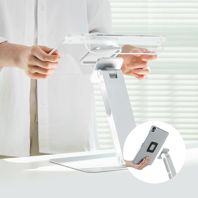 MITER 2-in-1 Magnetic Book & Tablet Stand – Detachable Acrylic Holder for Paper Books, Magnetic Mount for iPhone, iPad, Galaxy, Kindle, Boox, e-Reader Adjustable Innovative-Stand (Mini)