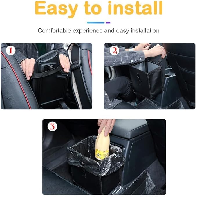 Osilly Car Trash Can, Oxford Cloth Foldable Auto Trash Bin Hanging, 1.85 Gallon Capacity Garbage Bag Organizer, Leak-Proof Waterproof Automotive Storage Container, Car Interior Accessories (Medium)