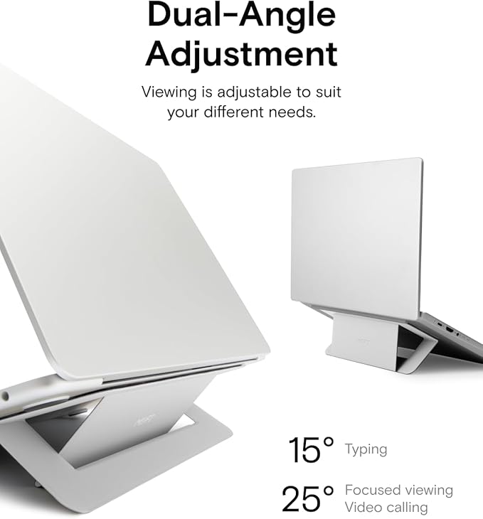 MOFT Laptop Stand for Desk, Adhesive Airflow Laptop Cooling Stand for Heat Dissipation with 2 Adjustable Viewing Angles, Foldable & Portable Computer Stand Compatible with Laptops 11"-16",Misty Cove