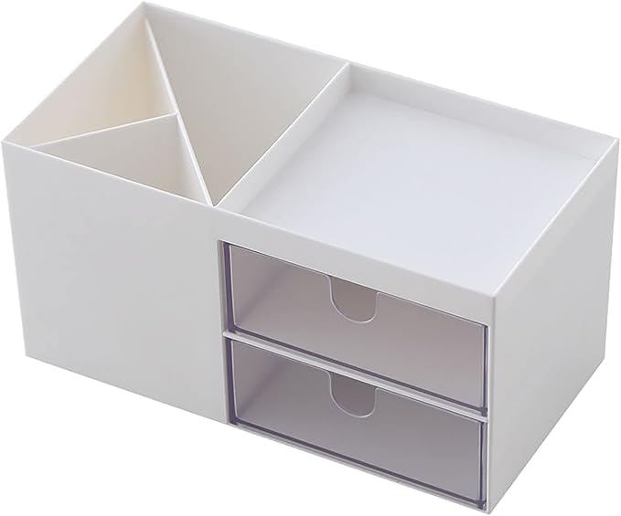 Srliya Desktop Storage Box, Minimalist Multifunction Desk Organizer with Drawer for Bedroom, Living Room, Office