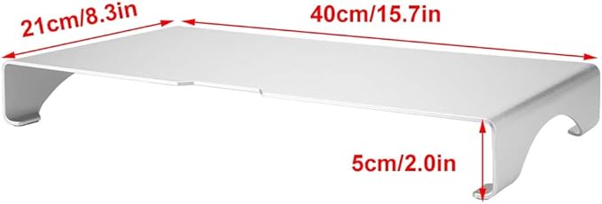 Tyenaza Monitor Riser, Aluminum Alloy Monitor Stand Notebook Laptop Organizer Shelf Silver for Desk