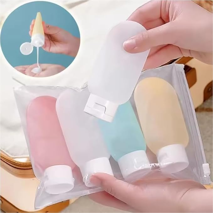 4 Pack Leak-Proof & TSA-Approved Travel Bottle Set - Portable Toiletry Kit for Liquids, Shampoo, Conditioner, and Lotion | Vibrant Multi-Color Set