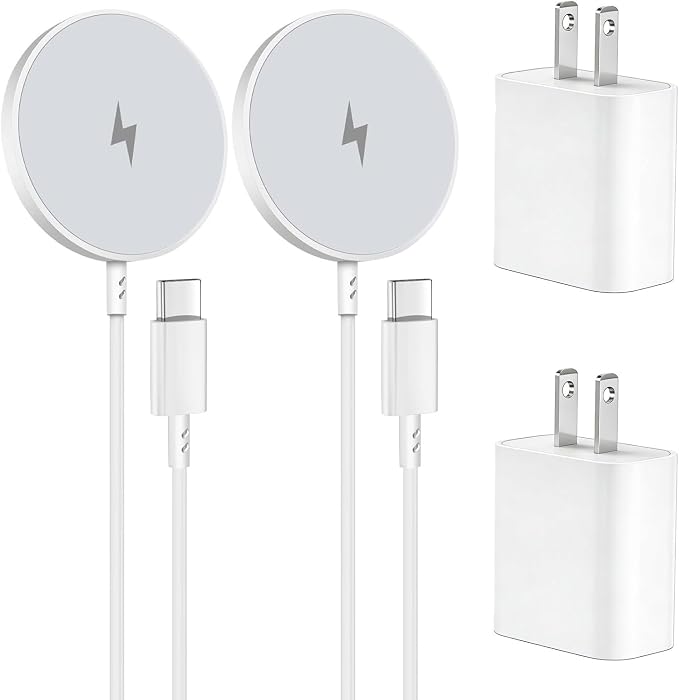 Wireless Magnetic Charger,2Pack Fast Apple Mag-Safe Charger iPhone Magnet Charging Pad Flat Mag Safe Charging for iPhone 17Pro Max/16 Pro Max/16Pro/16/15Pro Max/15 Plus/14/13/12/AirPods 3/2/Pro/Pro 2