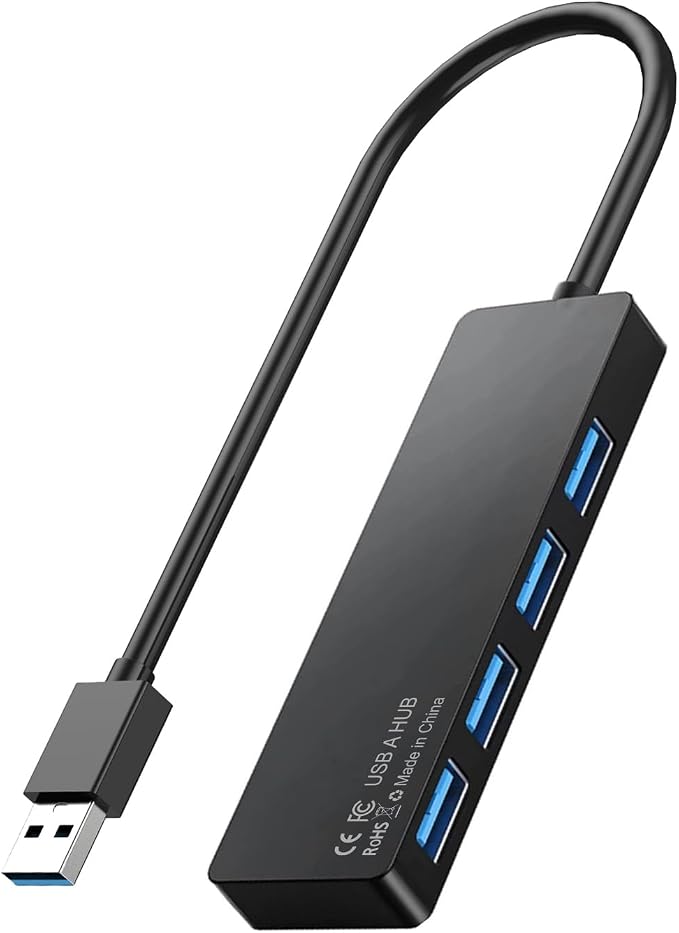 USB 3.0 Hub, 4-Port Multiple USB A Splitter, Plug and Play USB Extender Hub for Laptop/PC/Desktop, Mouse, Keyboard, Flash Drive, U Disk, Printer, Xbox, HDD and More – 0.8FT (Not a Charger)