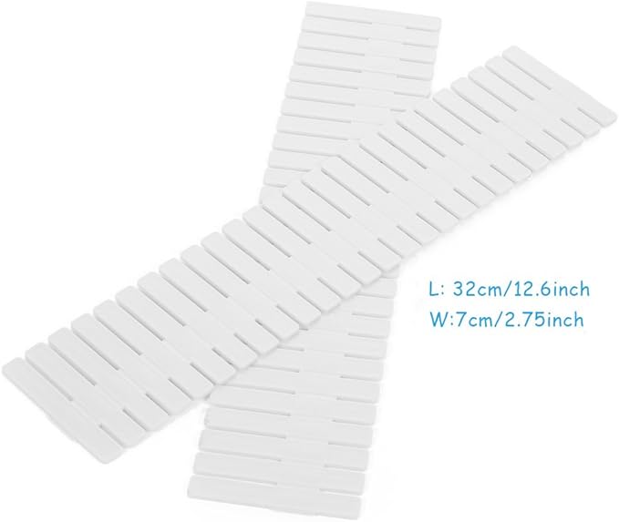 Onerbuy 8pcs Adjustable Grid Drawer Dividers DIY Plastic Closet Separator Tidy Organizer Container for Underwear Socks Belt Office Supplies(White)