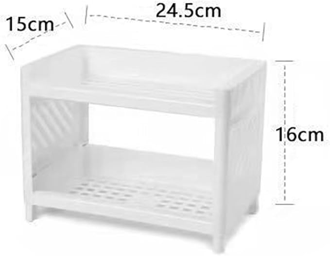 Pissente Desktop Storage Shelf, Plastic Double Layer Desktop Storage Rack Multifunctional Practical Desktop Organizer for Home Office Desk Living Room Bedroom Desk Storage, White
