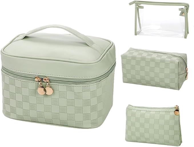 Makeup Bags set of 4 Waterproof Leather Portable Travel Cosmetic Bag Multifunction Organizer Storage for Makeup Brushes, Toiletries and Accessories Toiletry set for Women