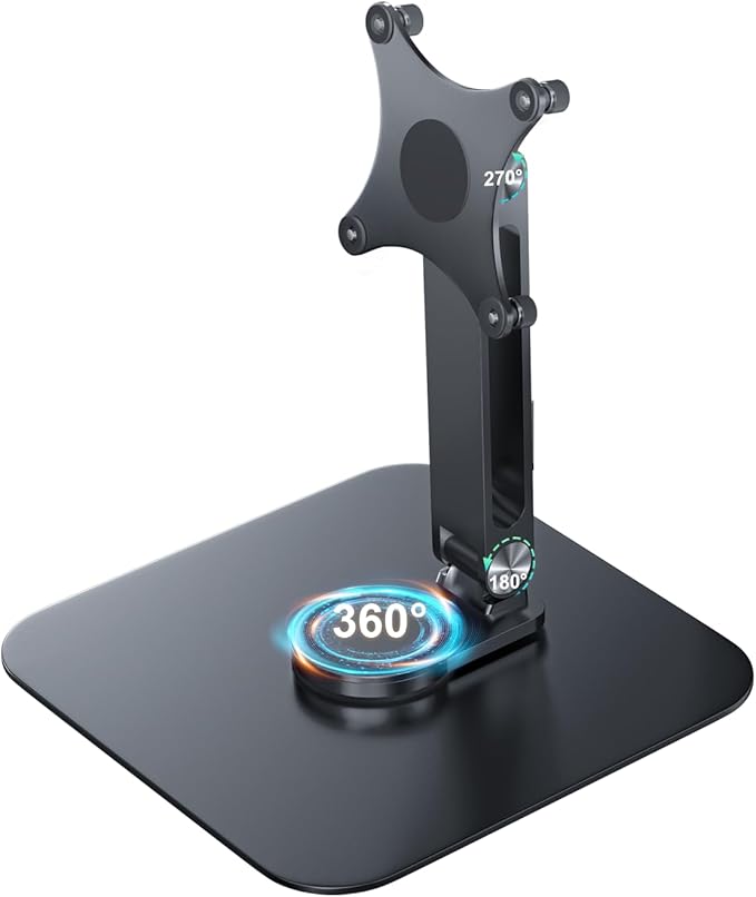 Portable Monitor Stand VESA 75x75mm Holes M4 Anti-loss Screws, Aluminum Alloy Base, Fits 7" to 18.5" Inch Small Monitors, Black Desk Mount (Not Fits100x100mm)