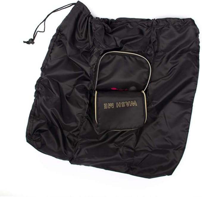 MIAMICA Black and Gold inchesWash Meinches Travel Expandable Laundry Bag, Black-Gold