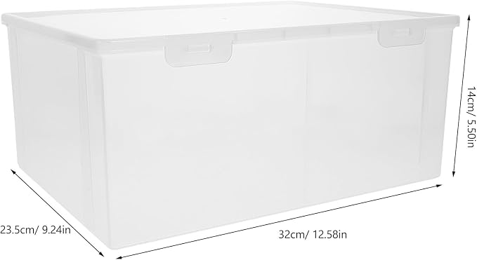 Portable Plastic Document Storage Box with Lid, High Capacity A4 File Organizer for Office and Home, Stackable Desktop File Holder for Certificates and Photo Storage