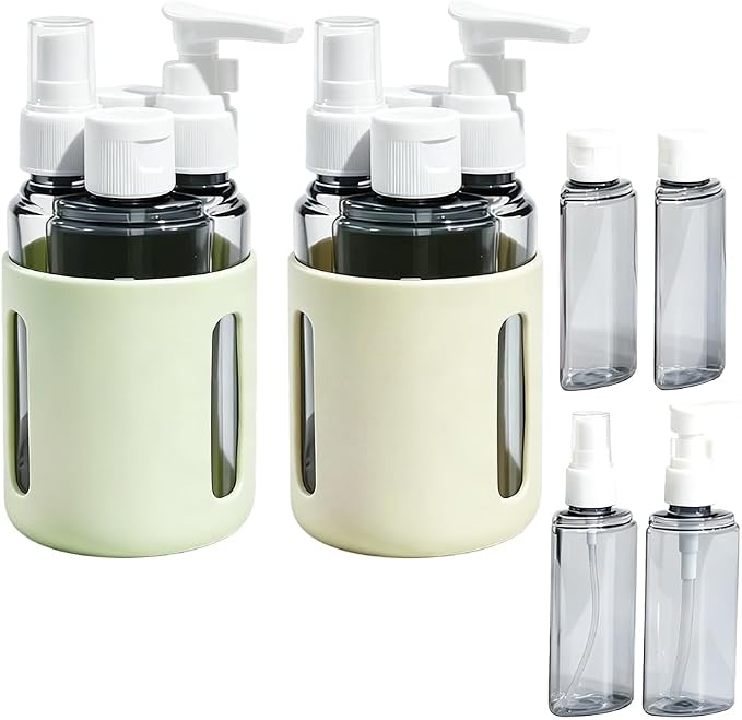 4 in 1 Travel Dispenser Bottles – 2026 New Leak Proof Portable Dispenser Bottle Set for Shampoo, Conditioner, Lotion & Cream, 4pcs 60ml Travel Dispensers for Vacation & Business (Set L)