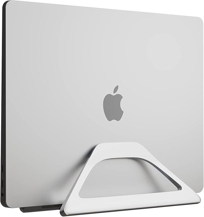 Elestoria Aluminum Vertical Laptop Stand with Gravity Auto-Lock ??Adjustable Laptop Holder Vertical fits MacBook Pro/Air, Chromebook & Gaming Laptops up to 17.3" ??Space-Saving Desktop Dock - Silver