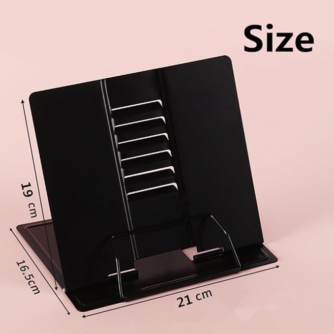 Citmage Desk Book Stand Document Holder Heavy Duty Metal Reading Stand with Book Magazine Menu iPad Music Score Speech Draft with 6 Adjustable Positions,Black Compact
