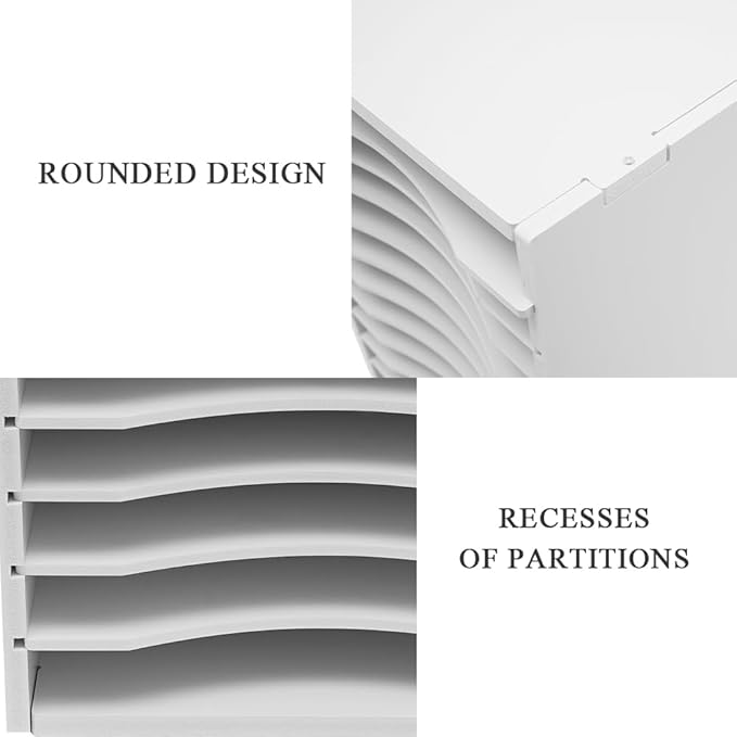 Vertical Desktop Sorter White, 11 Slots Mail Organizer Vertical File Organizer, PVC Paper Sorter Organizer with 11 Slots Adjustable, Construction Paper Storage Mailbox for Classroom Office (White)