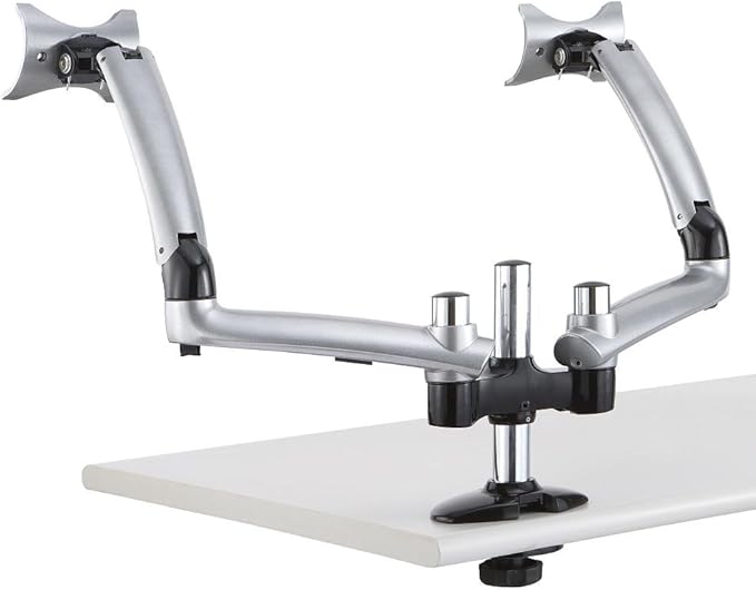 Cotytech Dual Apple Desk Mount Spring Arm Grommet Base - Silver (DM-GS2A-G)