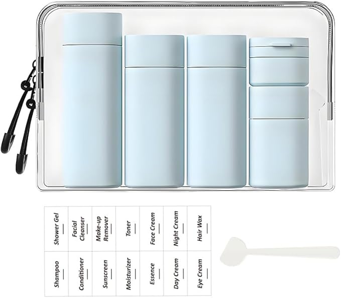 5 Pack Brief and Fashion Travel Bottles TSA Approved, BPA Free Travel Size Containers Refillable Squeeze Bottles for Cosmetic Shampoo Cream Conditioner … (Nordic Milk Blue)