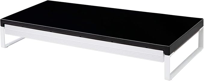 LIHIT LAB Desktop Stand with Drawer, 9.8 x 23.2 x 3.9 Inches, Black (A7338-24)