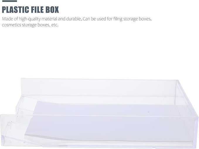 LALAFINA Stackable A4 File Storage Box Organizer with Lid Plastic Document Holder Office Filing Case for Home and Office Use