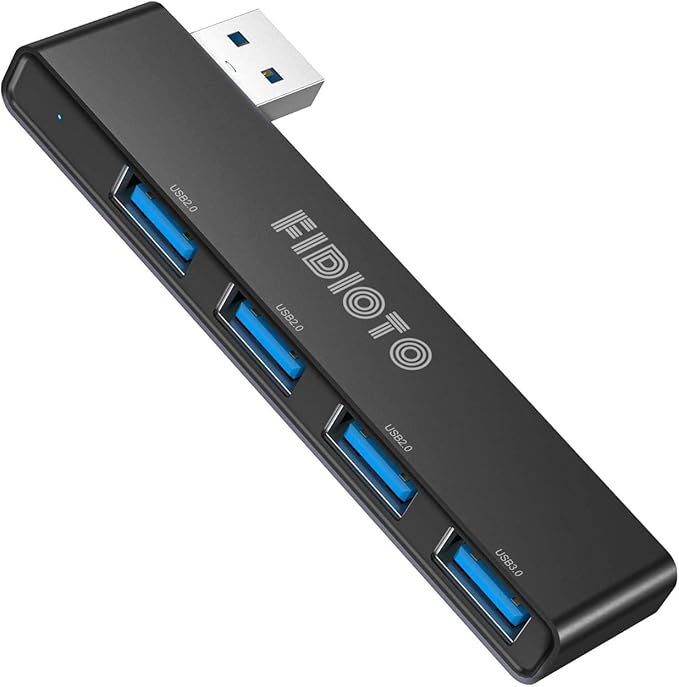 USB Hub, Fidioto 4 Port USB Adapter(1 * 3.0 Hub, 3 * 2.0 Hub), Networking Hub Expander for Laptop, iMac Pro, MacBook Air, Mac mini/Pro, Surface Pro, Notebook PC, USB Flash Drives and Mobile HDD Etc.