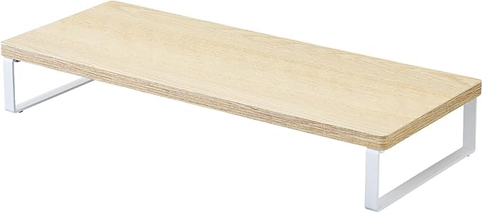 Lihit Lab A8002-35 Computer Stand, Monitor Stand, Wood Grain, MDF Desktop Stand, Slim, Natural, Width 19.7 x Depth 7.9 x Height 3.1 inches (50 x 20 x 8 cm), Low, Load Capacity 33.1 lbs (15 kg)