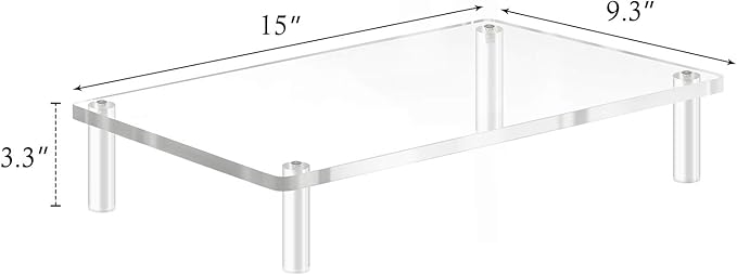 Yestbuy Acrylic Monitor Stand Riser, Clear Computer Monitor Riser, Desktop Organizer Stand for Office Accessories, Printer, Notebook, and All Flat Screen Display, Ergonomic Monitor Riser Stand