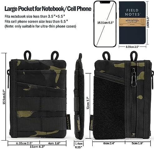 VIPERADE VE18 EDC Pouch, Pocket Organizer for Men, EDC Pocket Organizer, 3 Slots with 2 Zipper Pockets, Multitool Pouch