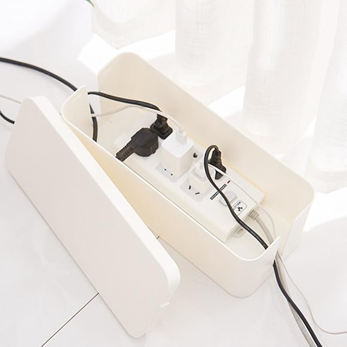 Powerking Cable Management Box, Cable Organizer for Hide and Conceal Power Strips and Electrical Cords,Cord Organizer Made from Safe ABS Material (Small, Black)