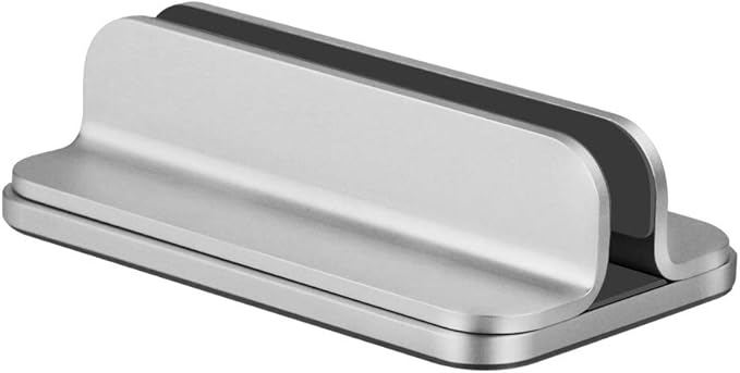 Aluminum Laptop Stand (Silver) - Vertical Design, Adjustable Base, Compatible with Laptops, Tablets, Books, Mac mini