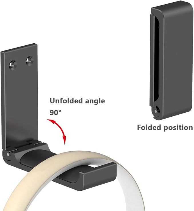 Headphone Stand Hanger,Headset Holder Mount,Aluminum Hook with Strong Adhesive Tape for Headphones (H03-Black-1PCS)