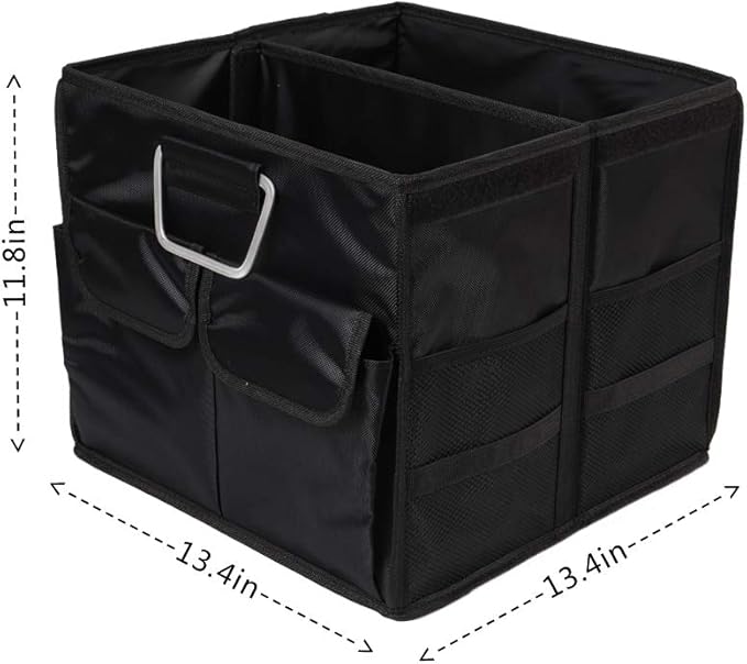Car Trunk Organizer Collapsible Portable Multi Compartments Organizer with Non Slip Straps for SUV Truck Auto Vehicle Car Auto Minivan (Small without cover, Black)