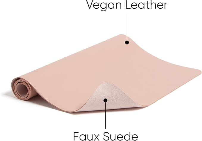 Smead Desk Pad, Vegan Leather Desk Mat with Non-Slip Faux Suede Backing, Perfect Desk Organizer for Office Decor, 31.5” x 15.7” Medium, Dusty Rose (64834)