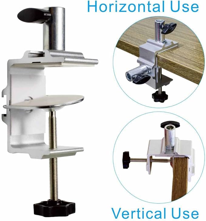Replacement Heavy Duty C Clamp for 1/2” Base Magnifying Lamp,Desk Lamp,Swing Arm Lamp,Phone I pad Mount,Tablet Mic Holder,Table Mount Clamp for Microphone Stand Mic Boom Arm (G1 SIVLER)