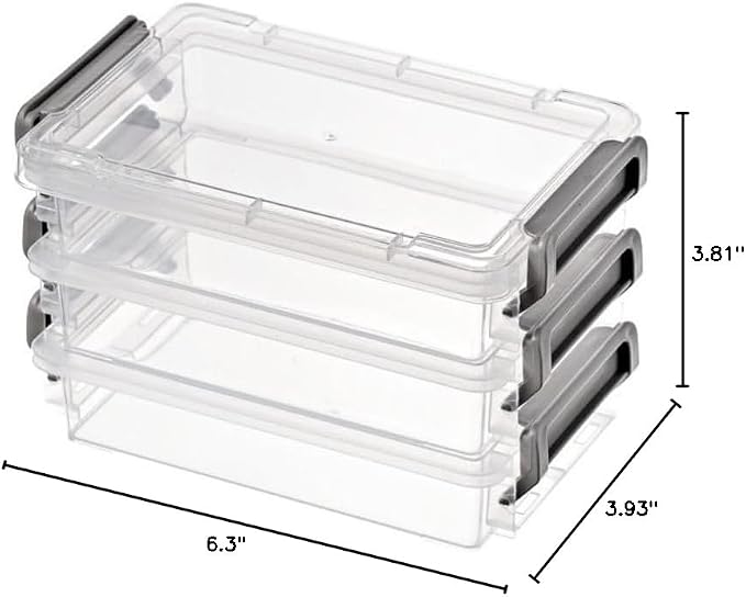 Leadigol Clear Plastic Stackable Storage Box with Lid, Plastic File Box, Desk Paper Holder Project Case Document Holder, A4 Scrapbook Paper Storage Box