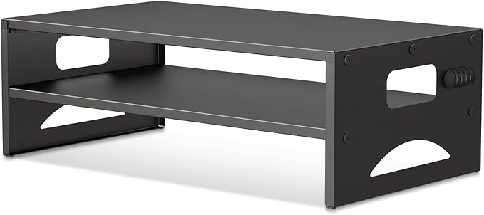 Pholiten Monitor Stand Riser, Desktop Stand, Computer Stand, Ergonomic Design, Two-Level Design, Desktop Organization, Keyboard Smartphone Storage, Printer Stand, Display Stand, 16.5 x 9.3 x 5.6