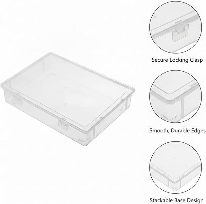 Document Storage Box, Clear PP Plastic File Organizer with Lid for A4 Papers, Stackable Desktop Bin for Office Desk (1 PC)