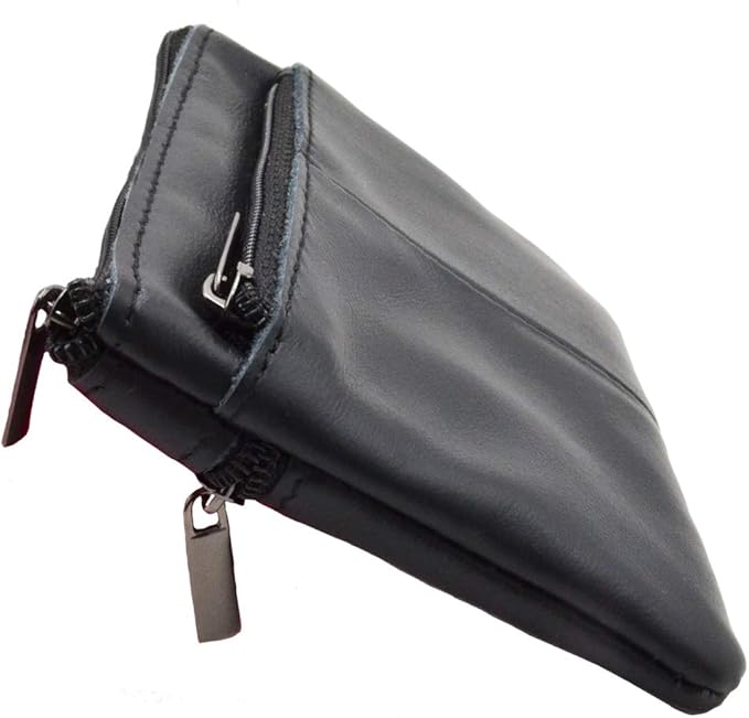 Freezx Women Genuine Leather Coin Pouch Zip Mini Purse Wallet Key Chain 3 Zipper