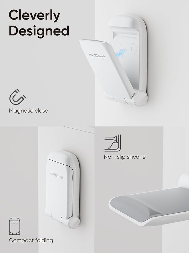 MAMUVIMO Headphone Stand, 2 Pack Headset Stand Foldable＆Sticky, Headphone Holder Hook Mount with Non-Slip Silicone, Adhesive Earphone Desk Hanger Clip Space-Saving for Airpods Max, All Earphones White