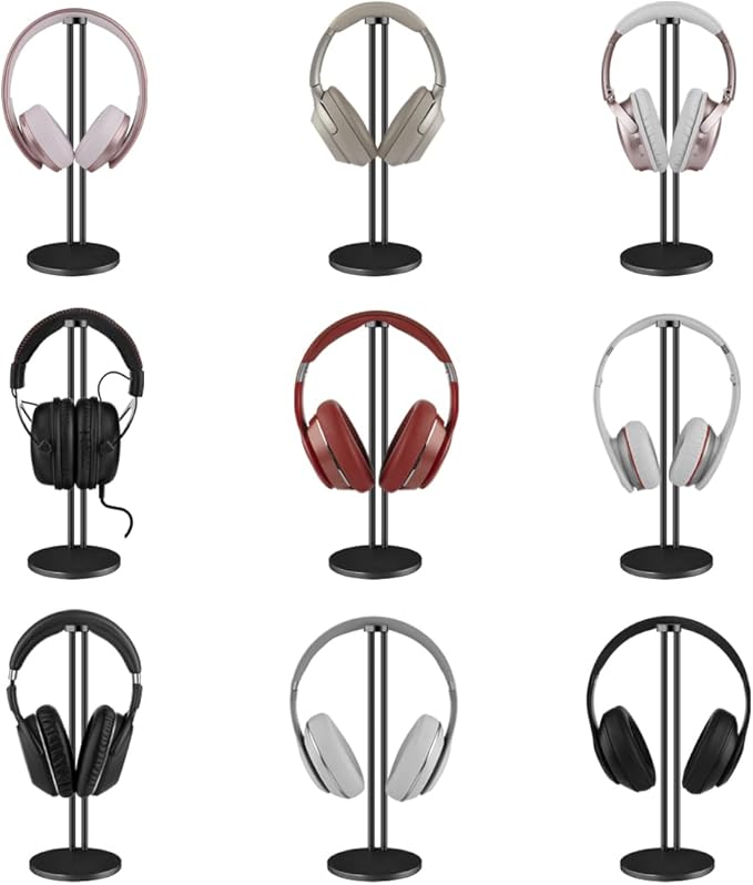 GEEKRIA Aluminum Alloy Headphones Stand for Over-Ear | On-Ear Headphones, Gaming Headset Holder, Desk Display Headphone Hanger with Solid Heavy Base, Compatible with Bose, Sony (Black)