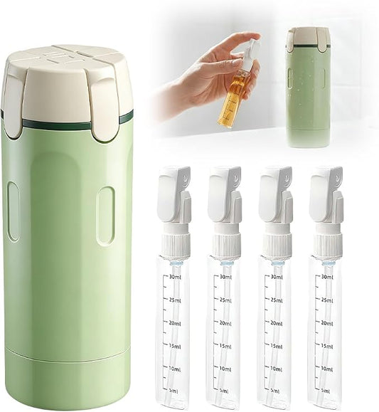 4-in-1 Travel Dispenser Bottle, 2026 New Travel Size Container, Portable Toiletry Container for Carry On, Travel Dispenser Bottle for Shampoo Lotion Conditioner Cream (Green)