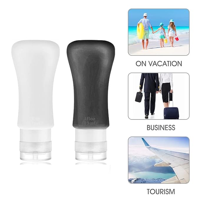 18 Pack Travel Bottles, 3oz & 2oz Leak Proof Toiletries, Perfect for Business or Personal Travel, Fun Outdoors Silicone 18 Pieces