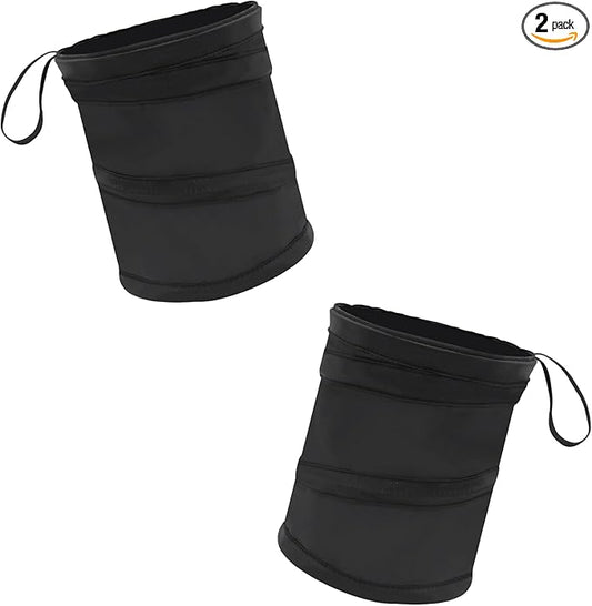 Collapsible Car Trash Can, Mini Portable Automotive Garbage Bag, Pop-Up Vehicle Rubbish Bin, Waterproof Waste Basket Bin with Magic Sticker, Hanging Washable Auto Trash Bag (2PCS)