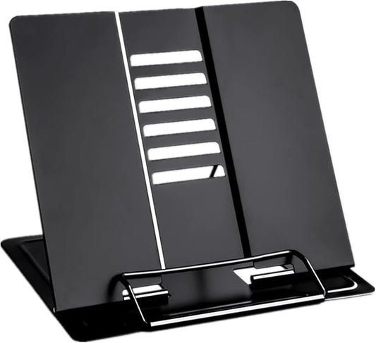 Citmage Desk Book Stand Document Holder Heavy Duty Metal Reading Stand with Book Magazine Menu iPad Music Score Speech Draft with 6 Adjustable Positions,Black Compact
