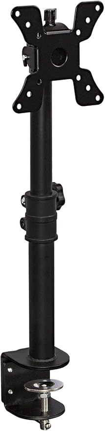 Mount-It! Single Monitor Desk Mount - Vertical Monitor Stand with Height Adjustable Telescoping Pole - Fits 19??4 Inch VESA Monitors - Tilt & Swivel - Heavy-Duty Desk Clamp