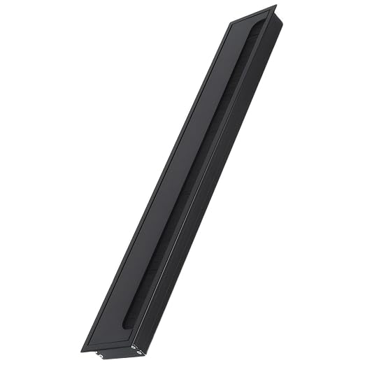 Desktop Cable Management Cover for Desk Organization - Aluminum Alloy Cable Box with Brush Seal (Black, 8.0x50.0x2.8 cm)