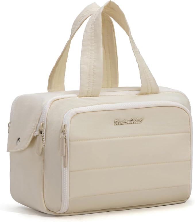 Montana West Travel Toiletry Bag for Women, Large Capacity Makeup Organizer, Lightweight Puffy Cosmetic Bag with Waterproof Lining, Front & Back Zipper Pockets, Travel Essentials Bag