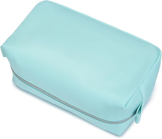 Organizer Bag Lightweight Cosmetic Bag with Ring Clasp Perfect Travel Makeup Bag for Women nylon Stand Up Design (Mint Green/Nylon)